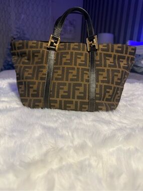 Fendi Brown and Black Zucca Canvas Top-Handle Tote